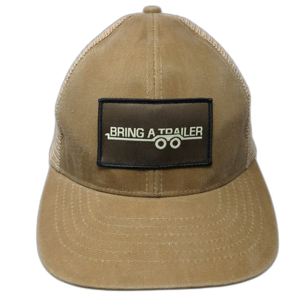 Huckberry Bring a Trailer Baseball Cap Brown One Size Mesh Leather Strapback Hat